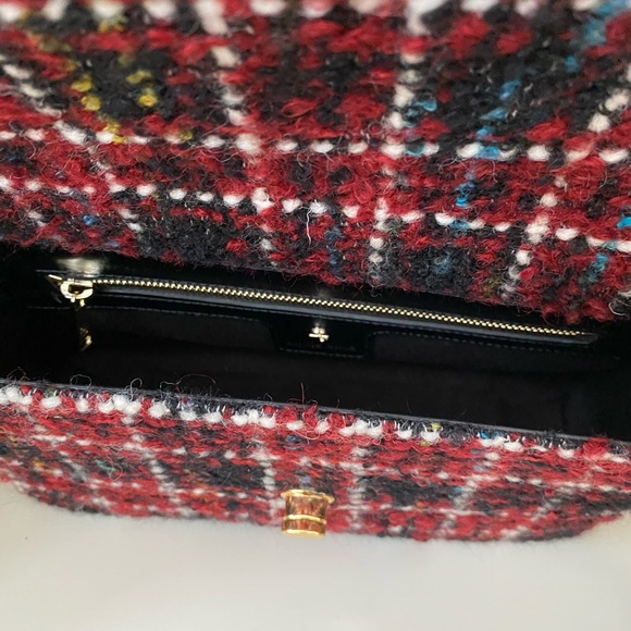 Anine Bing Nico Shoulder Bag in Cherry Plaid Tweed - Picture 3 of 8